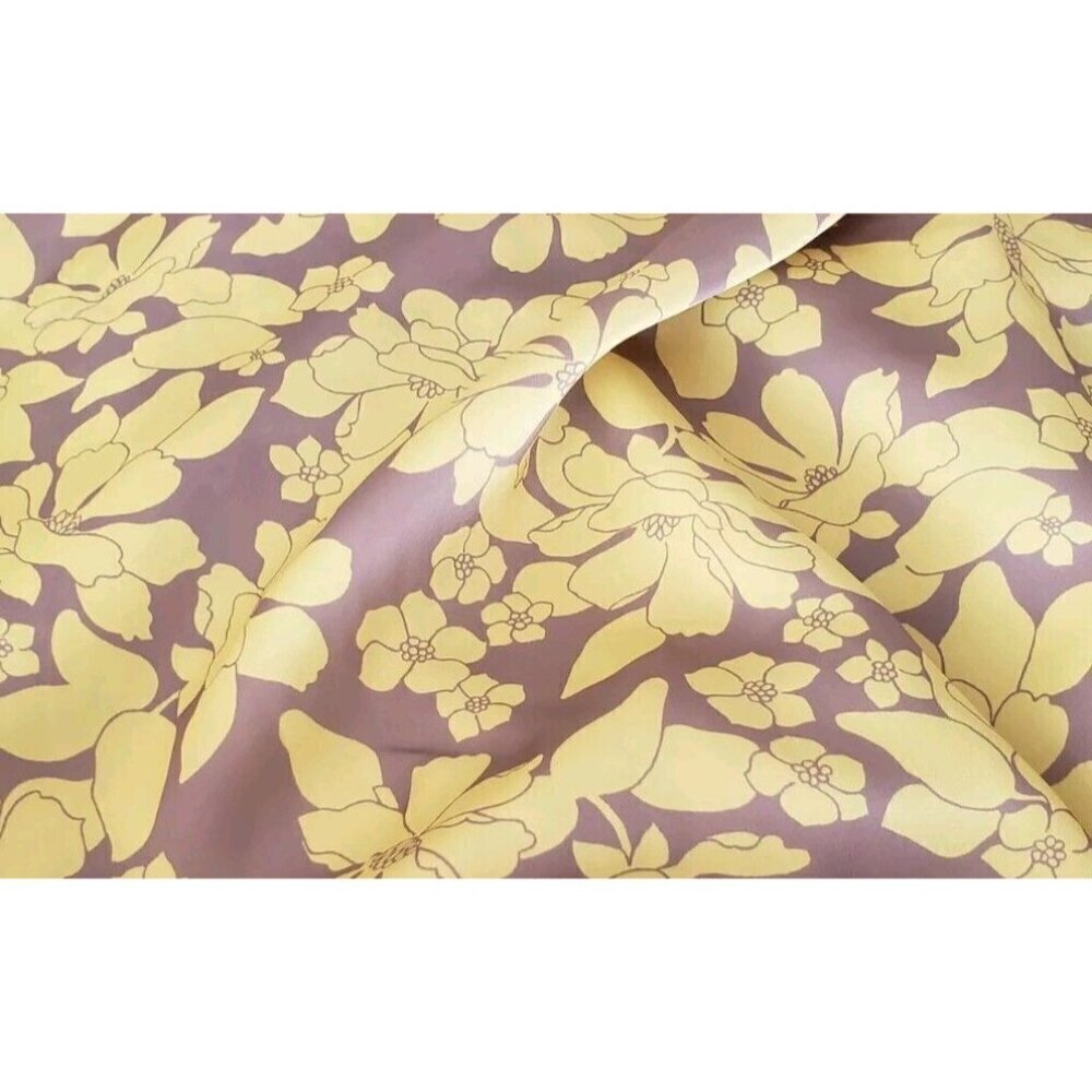 NWT OUTERKNOWN GRAY YELLOW FLOWER SILK SKIRT MEDIUM - Picture 7 of 7